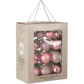 Mica Decorations Kerstballen glas roze - 26 stuks (ø7 cm)