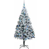 vidaXL Kunstkerstboom Wit 210 cm PVC en Staal en Kunststof