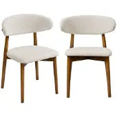 Sweeek Stoelen rubberhout en bouclé bekleding (set van 2) Walnoot