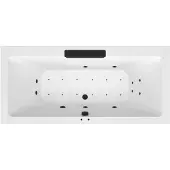 Polysan Cascata Whirlpoolbad, 185x85x45cm, zwarte cascade-uitloop, Active Hydro-Air, chroom