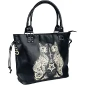 Banned - Gothic Handtas - Esoteric Cat Bag - voor Vrouwen - zwart-wit - Maat Standard