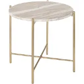 Atmosphera Créateur d'intérieur® Mesta Marmeren Bijzettafel - Ø43xH41cm - Beige