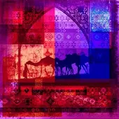 Safaary Arabisch schilderij Camels Rood