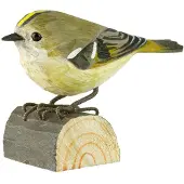Wildlife Garden Decobirds Met De Hand Gesneden Vogel Goudhaan - Houten beeldjes Massief Hout Yellow - WG425