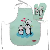 Heless kinderschort en ovenwant - pinguïn print - keukenspeelgoed.