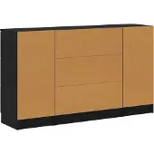 vidaXL Dressoir 3 st Zwart Eiken 121 x 30 x 70 cm Bewerkt hout