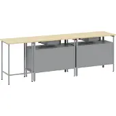vidaXL Werkbank-set, 3 stuks, zwart en grijs, gepoedercoat staal