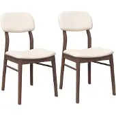 vidaXL Eetkamerstoelen met kussens 2 st massief hout rubber bruin