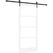 vidaXL Schuifdeur 93 x 202 cm Massief grenenhout en glas Wit en Zwart
