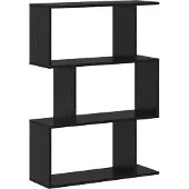 vidaXL Boekenkast 3-laags 70 x 24 x 97 cm Bewerkt hout Zwart Eiken
