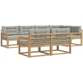 vidaXL Buiten bank set 6 st Wit en Lichtgrijs Polyester