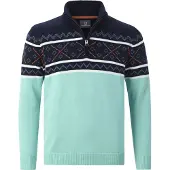 Jan Vanderstorm Comfort Fit Half-Zip Sweater blauw, Gestreept