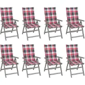 vidaXL Tuinstoelen 8 st verstelbaar met kussens acaciahout grijs
