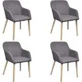 vidaXL Eetkamerstoelen 4 st stof en massief eikenhout donkergrijs