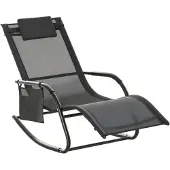 Outsunny Schommelstoel swingstoel tuinstoel schommelende ligstoel metaal mesh lichtgrijs 84A-160