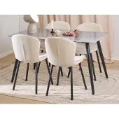 Ebuy24 Wicklow eethoek tafel met 4 stoelen grijs, beige.