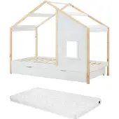 Vente-unique Hutbed hout wit 90 x 190 cm RINELYA