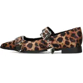 POSH by Poelman Ballerina met riempjes 'Gulia' bruin / zwart