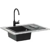 vidaXL Wasbak 80% Kwarts en 20% Hars 670 x 460 mm Zwart