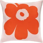 Marimekko Unikko Kussenhoes 50x50 Cm Cm Roze / Orange Red - Decoratieve kussens & hoezen Katoen Pink - 075376-330