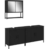 vidaXL Badkamermeubel Set 3 st Zwart 80 x 30 x 60 cm Bewerkt hout
