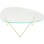 Gubi Pedrera salontafel Semi-mat messing – structuurglas transparant