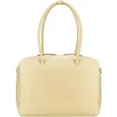 Jost Leren schoudertas met laptopvak Rania Bowling Bag Business Buttermilk Lichtgeel