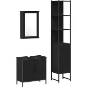 vidaXL Badkamermeubel Set 3 st Zwart 33 x 33 x 185,5 cm Bewerkt hout