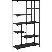 vidaXL Boekenplank 5-laags 99 x 35,5 x 176 cm Bewerkt hout Zwart Eiken