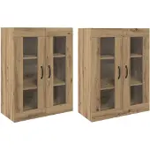 vidaXL Wandgemonteerde Kasten 2 st artisanaal eikenkleurig