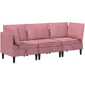 vidaXL Woonkamer Meubelset 3 st Roze Fluweel