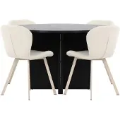 Ebuy24 Strada eethoek uittrekbare tafel Ø120cm, 170cm en 4 stoelen zwart, beige.