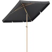 LifeGoods Parasol - Tuin - Balkonparasol - 200x125cm - 30° Kantelbaar - Waterdicht - UPF50+ - Houtkleurige coating - Donkergrijs