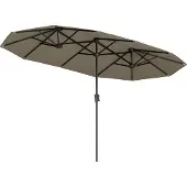 LifeGoods Dubbele Parasol - Tuin - 220x400cm - tot 8 Personen - Waterdicht - UPF50+ - Taupe