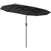 LifeGoods Dubbele Parasol - Tuin - 160x300cm - tot 8 Personen - Waterdicht - UPF50+ - Donkergrijs