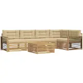 vidaXL Buiten bank set 6 st Wit en Beige Polyester
