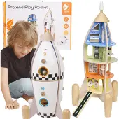 Classic World Houten Raket Kinderhuis + Beeldjes Accessoires - UNI