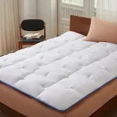 Casabel Matrasoplegger 160 x 200 cm van ademende microvezel met blauwe bies