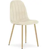 Leobert Chaise - - Padva - Lichtbeige veloursstof / Eikenhouten poten - 44,5 x 53 x 87 cm