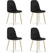 Leobert Chaise - - Padva - Fluweel, zwart / Poten van beukenhout - 44,5 x 53 x 87 cm - Set van 4