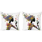Abakuhaus Geruite decoratieve kussenhoes, 2 stuks, klassiek schaakbordpatroon, modern accent, dubbelzijdige digitale print, 40x40 cm, grijs en wit