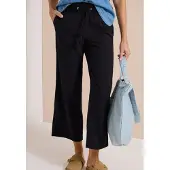 Cecil Dames Wide Legs broek in seersucker kwaliteit - Zwart - XS