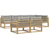 vidaXL Buiten bank set 6 st Wit en Lichtgrijs Polyester