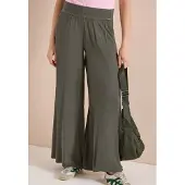 Cecil Dames Wide Legs broek met crêpe structuur - Groen - L