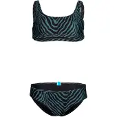 Arena - Girl's Water Print Bikini Bralette - Bikini 116, blauw/zwart