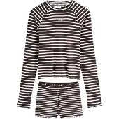 Next Korte pyjama donkerbruin / offwhite