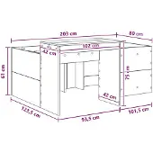 vidaXL Kinderhoogslaper met bureau Betongrijs 80 x 200 cm Bewerkt hout