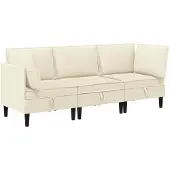 vidaXL Woonkamer Meubelset 3 st Crèmekleurig Stof