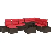 vidaXL Tuinbank Set 9 st poly rattan