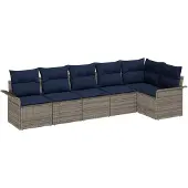 vidaXL Tuinbank Set 6 st Grijs poly rattan